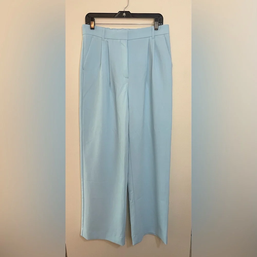 Abercrombie & Fitch Wide Leg Trousers in Bright Blue